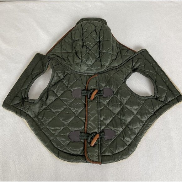 Nautica Pet Dog Jacket Hooded Puffer Fleece Vest XS Dark Green Preppy Classic - Picture 3 of 7